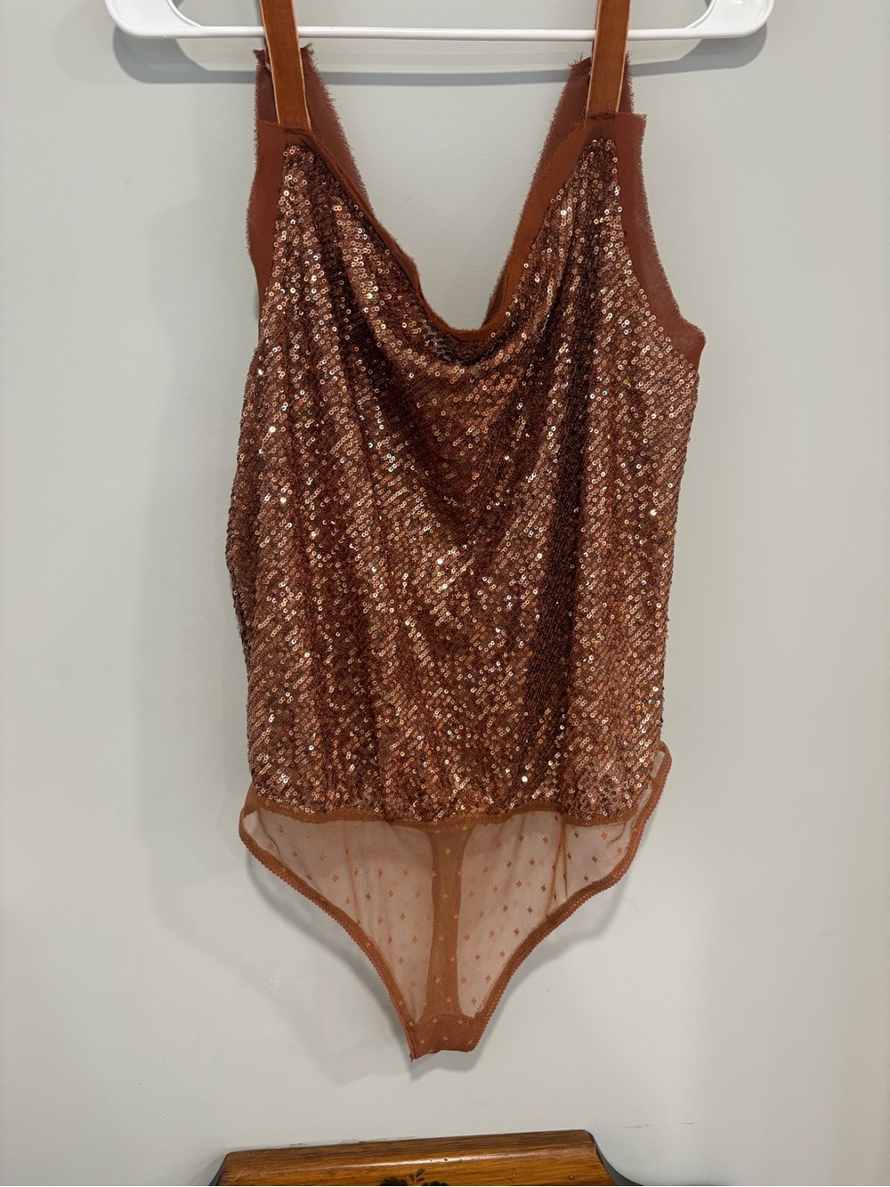 Free People Shimmer & Shine Bodysuit Sequin Bodysuit Brown Large